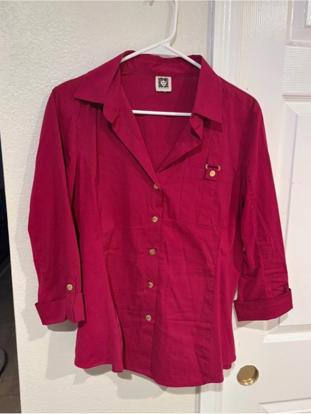 Anne Klein Deep Pink Button-Front Shirt